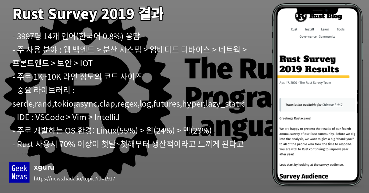 Rust Survey 2019 결과 | GeekNews