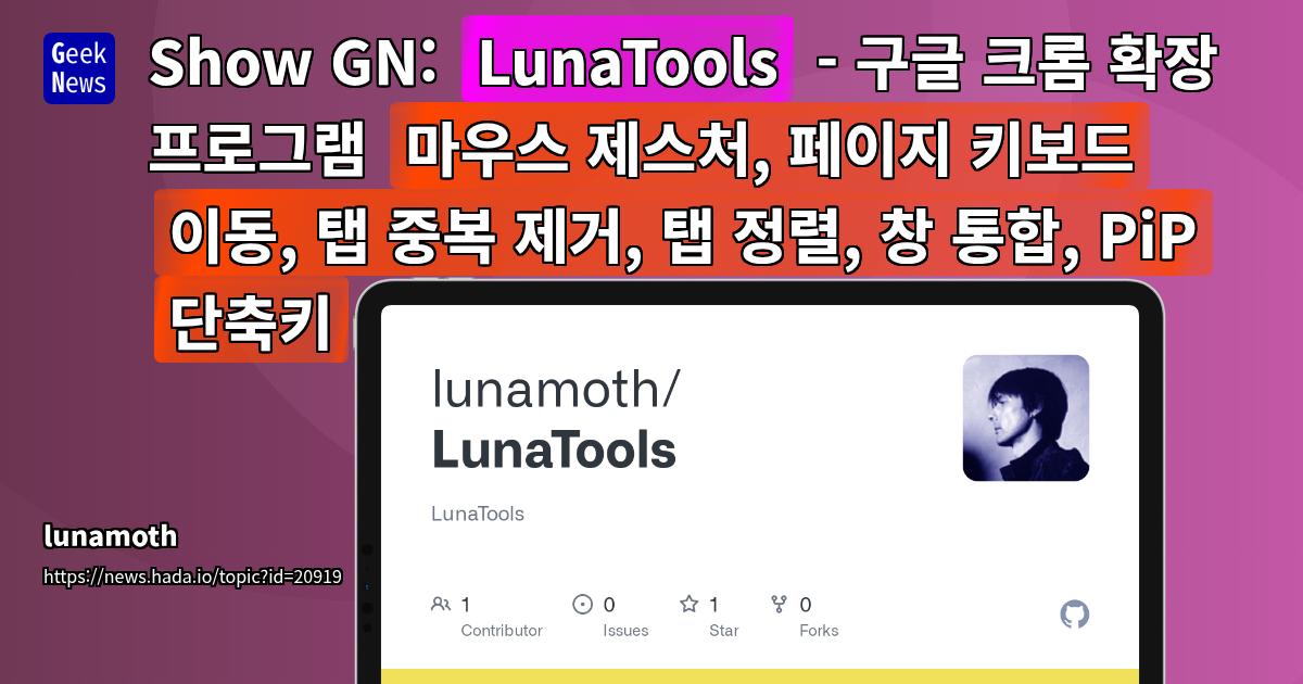 AI 챗봇으로 개발한 통합 크롬 확장 프로그램 'LunaTools' 기능 소개 및 추가 제안