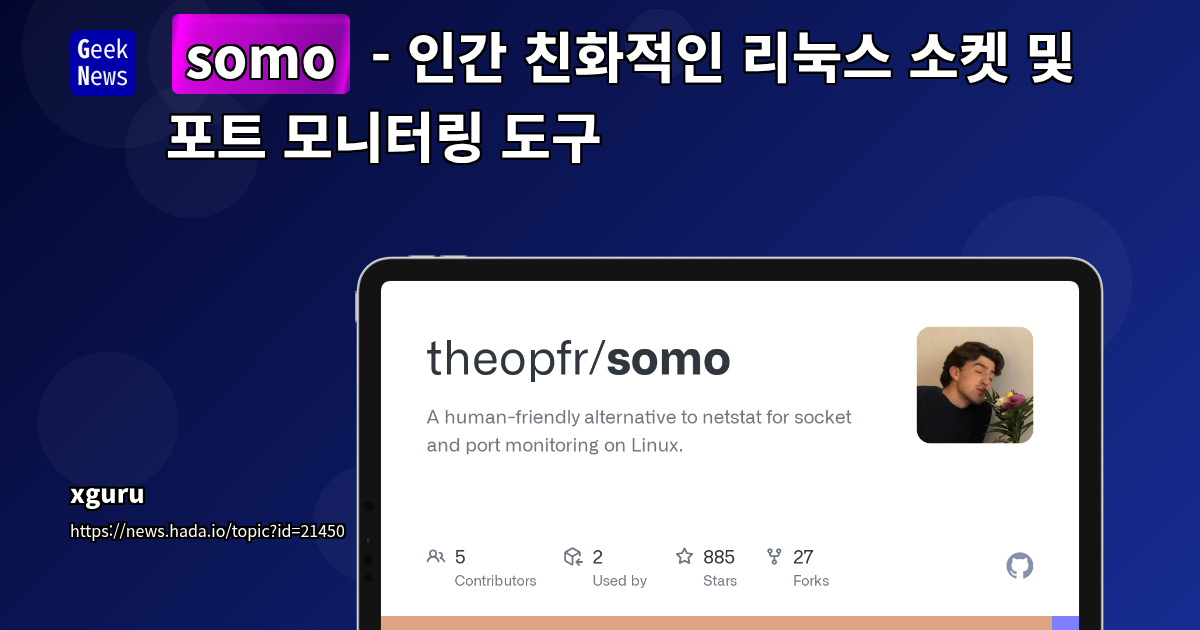 리눅스 네트워킹 모니터링의 혁신: Somo CLI, 직관적인 테이블 뷰와 강력한 기능으로 `netstat` 대체