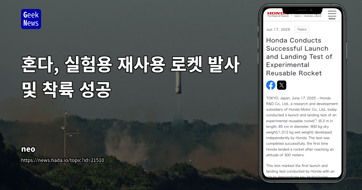 혼다의 재사용 로켓 실험 성공: 미래 우주 산업 진출 전략 및 기술 동향 분석