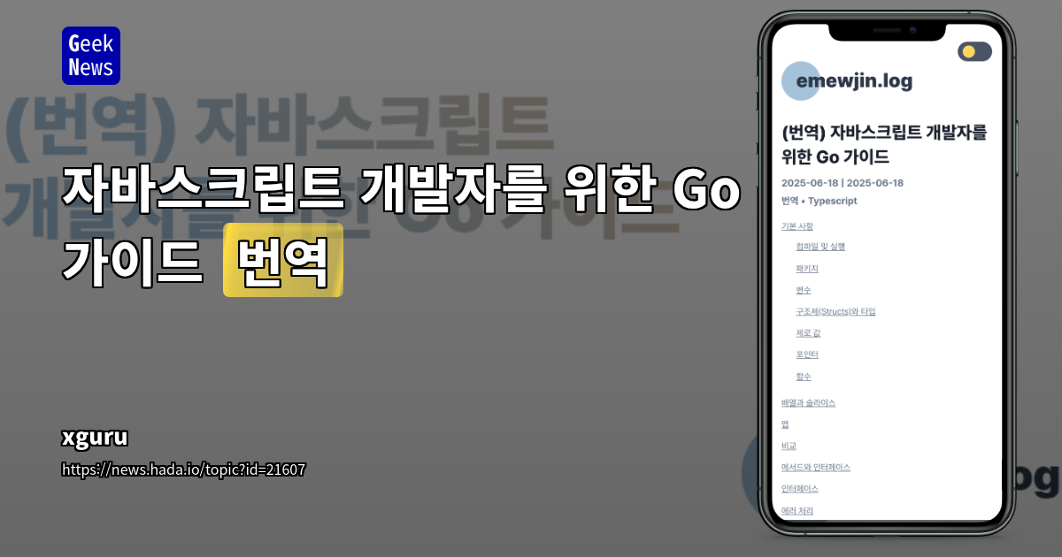자바스크립트 개발자를 위한 Go 언어 입문 가이드: 백엔드 전환 및 기본기 다지기