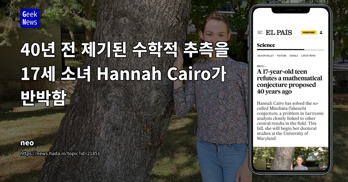 17세 수학 천재 Hannah Cairo, 40년 난제 Mizohata-Takeuchi 추측 반박: 프랙탈과 창의성의 힘