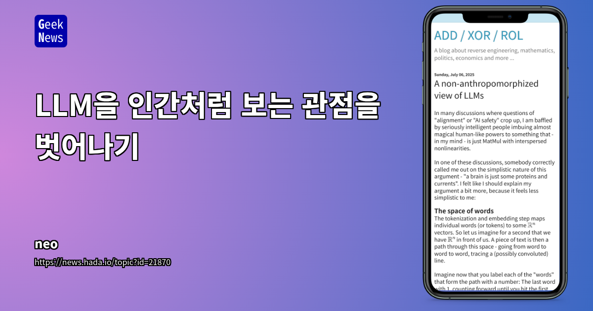 LLM, 인간적 속성 투영은 논의를 흐린다: 수학적 함수로서의 본질 탐구