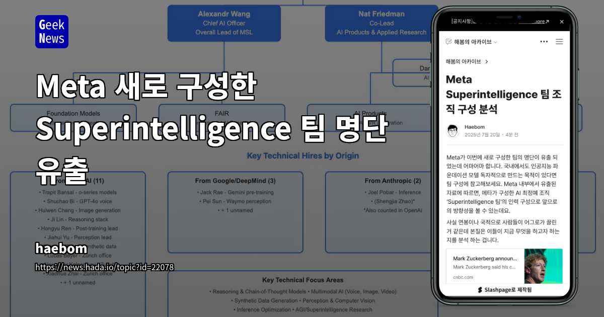 Meta 새로 구성한 Superintelligence 팀 명단 유출