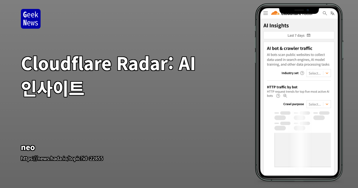 Cloudflare Radar, AI 트래픽 및 서비스 동향 통합 분석 페이지 공개: AI 봇, 생성형 AI 인기, robots.txt 전략, Workers AI 모델 사용 추이 파악