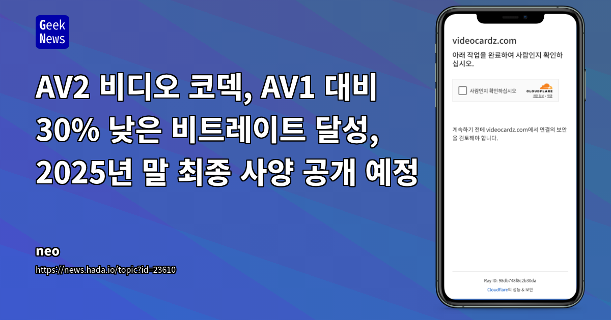 차세대 AV2 비디오 코덱: AV1 대비 30% 향상된 압축 효율과 2025년 말 공식 발표 예정