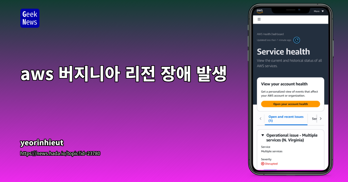 aws 버지니아 리전 장애 발생