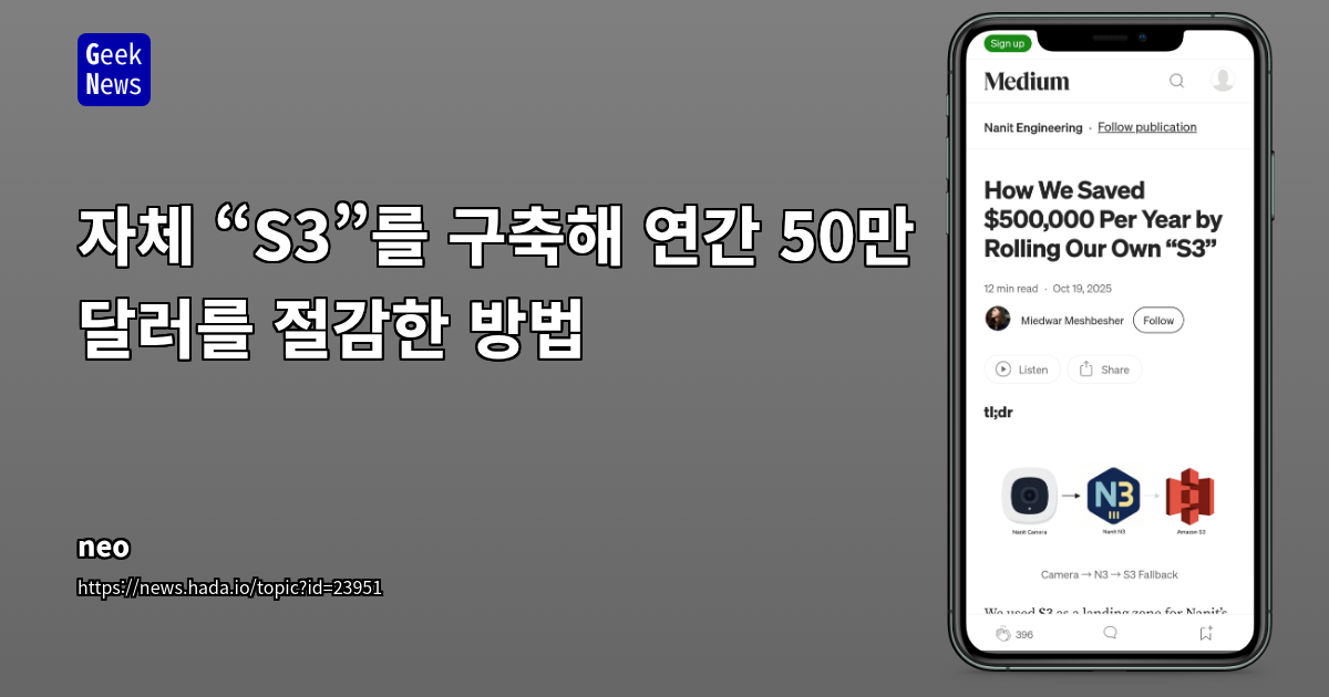 우리가 자체 “S3”를 구축해 연간 50만 달러를 절감한 방법