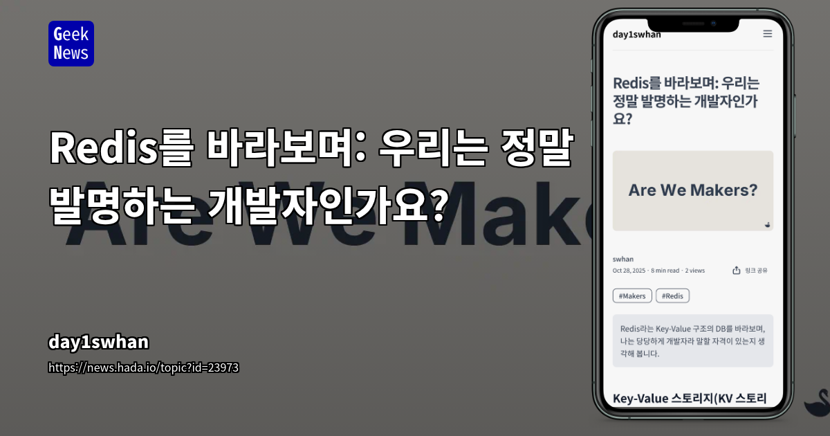 Redis를 바라보며: 우리는 정말 발명하는 개발자인가요?