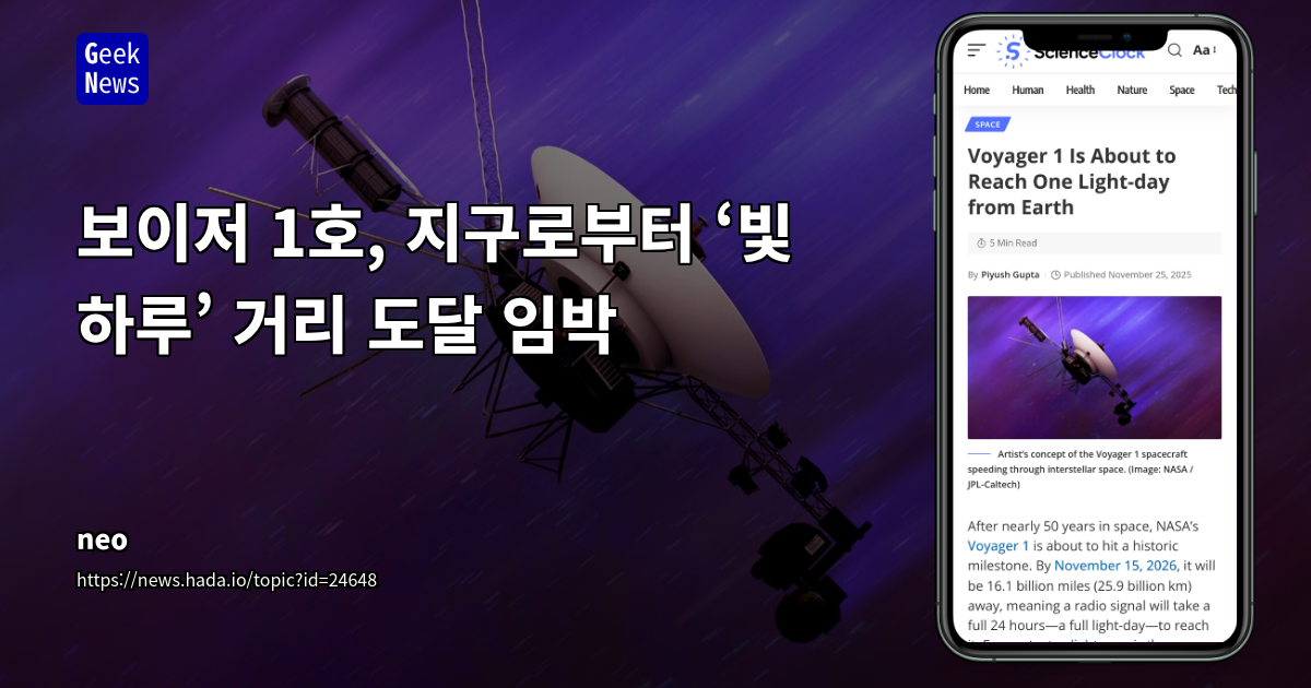 보이저 1호, 지구로부터 ‘빛 하루’ 거리 도달 임박