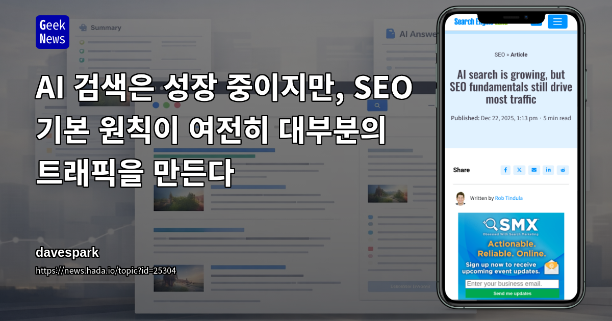 AI 검색은 성장 중이지만, SEO 기본 원칙이 여전히 대부분의 트래픽을 만든다