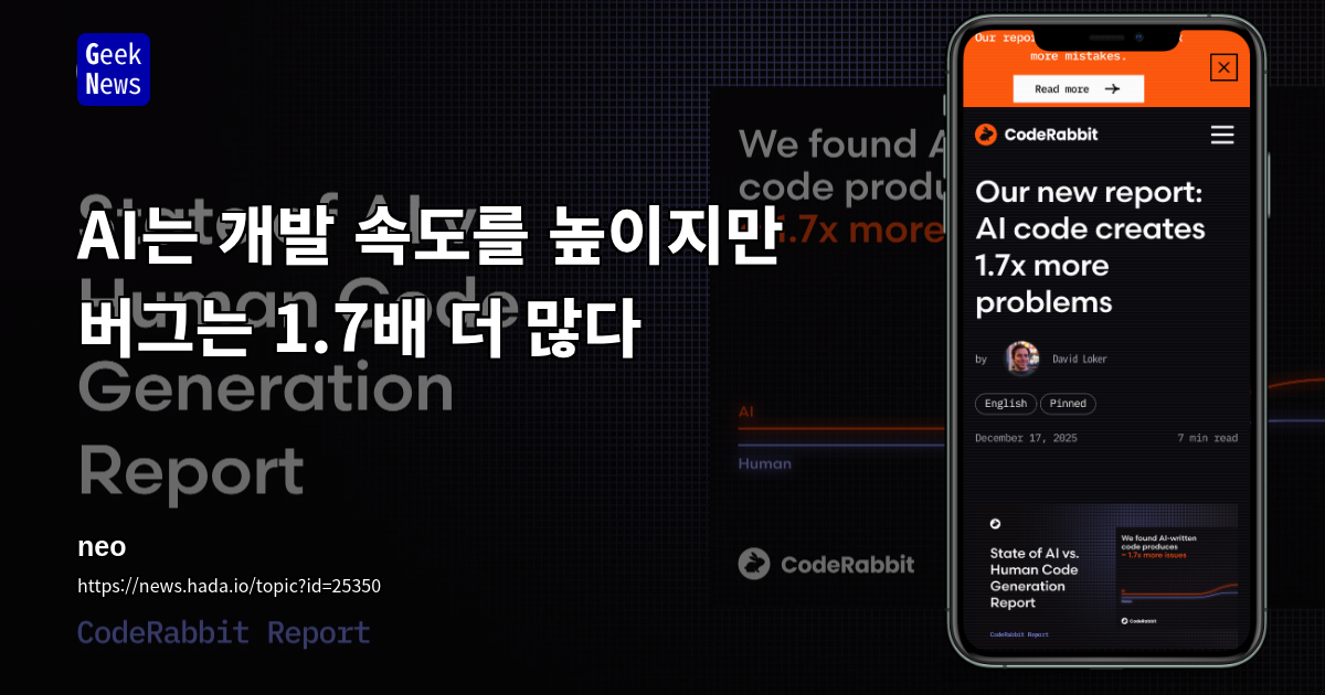AI는 개발 속도를 높이지만 버그는 1.7배 더 많다