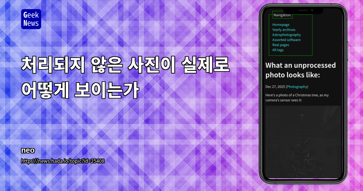 처리되지 않은 사진이 실제로 어떻게 보이는가