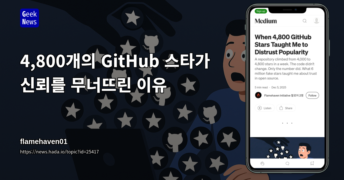 4,800개의 GitHub 스타가 신뢰를 무너뜨린 이유
