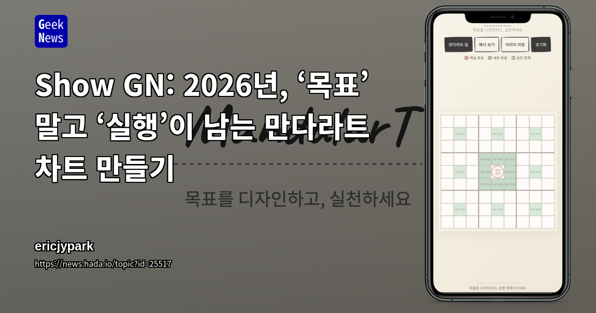 Show GN: 2026년, ‘목표’ 말고 ‘실행’이 남는 만다라트 차트 만들기