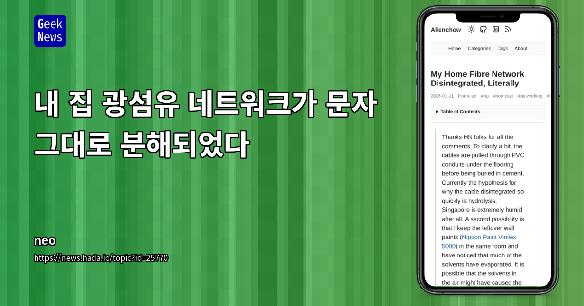 내 집 광섬유 네트워크가 문자 그대로 분해되었다