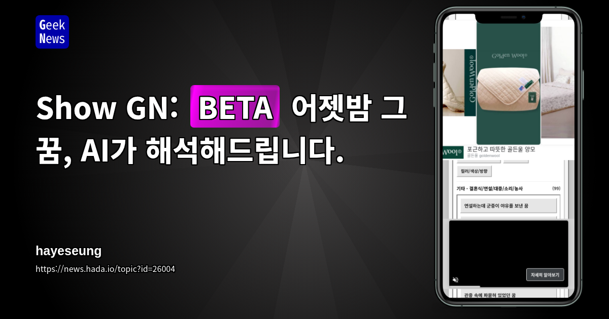 Show GN: [BETA] 어젯밤 그 꿈, AI가 해석해드립니다.