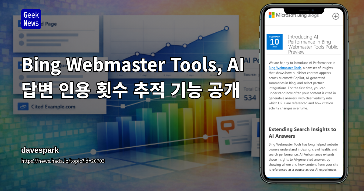 Bing Webmaster Tools, AI 답변 인용 횟수 추적 기능 공개