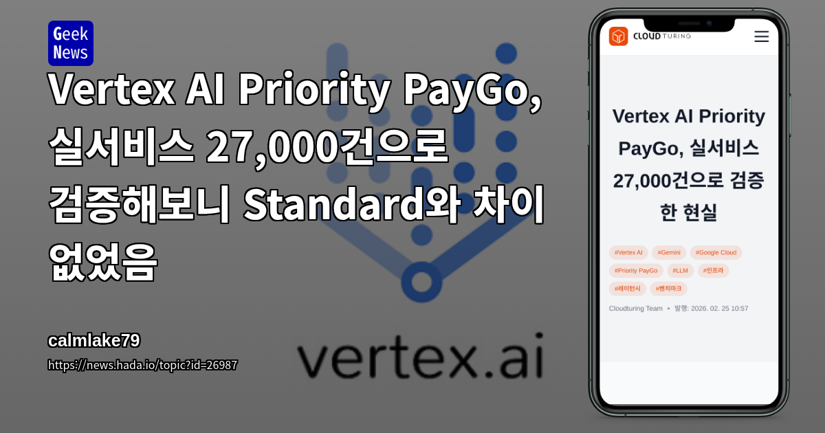 Vertex AI Priority PayGo, 실서비스 27,000건으로 검증해보니 Standard와 차이 없었음