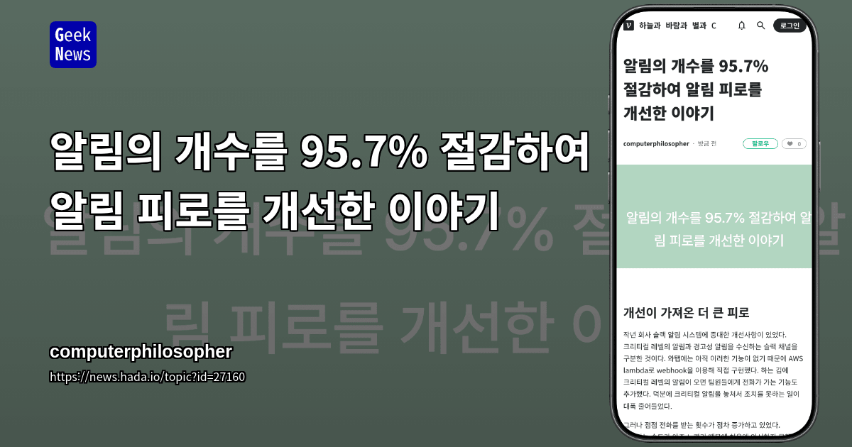 알림의 개수를 95.7% 절감하여 알림 피로를 개선한 이야기