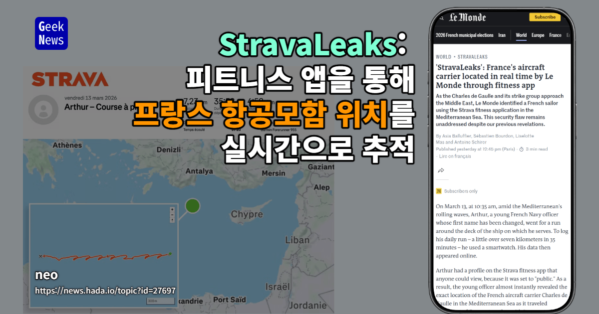 'StravaLeaks': Le Monde, 피트니스 앱을 통해 프랑스 항공모함 위치를 실시간으로 추적