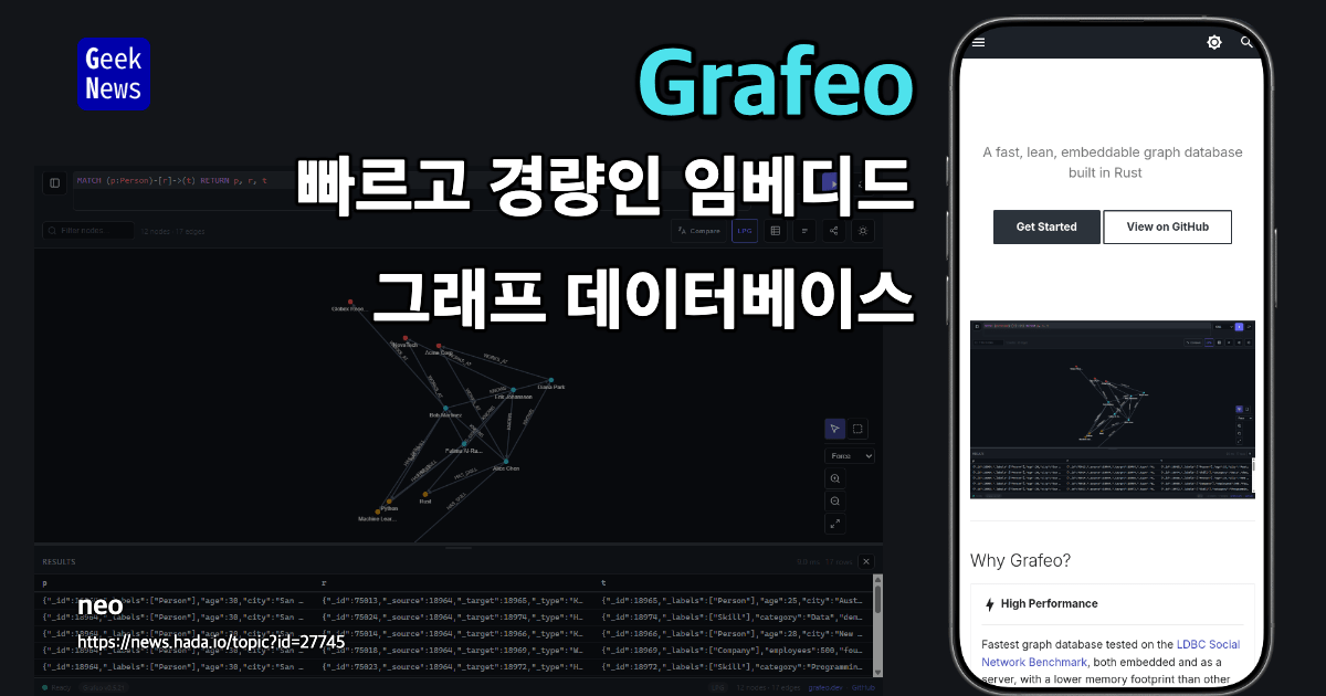 Grafeo – Rust로 구축된 빠르고 경량의 임베디드 그래프 데이터베이스