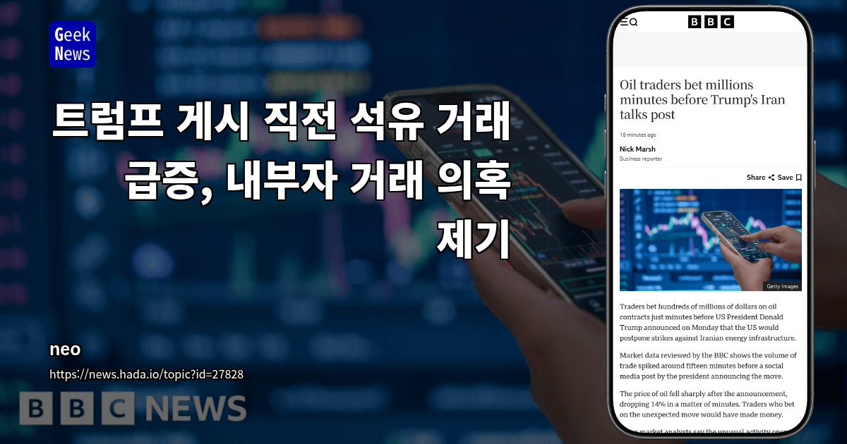 트럼프 게시 직전 석유 거래 급증, 내부자 거래 의혹 제기