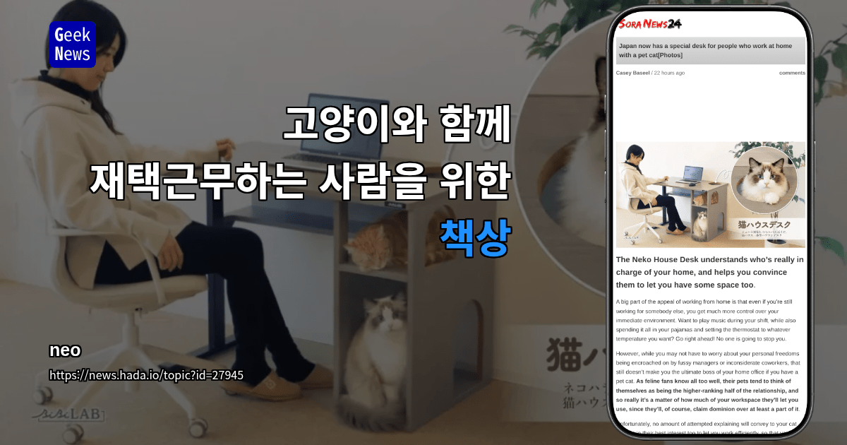 고양이와 함께 재택근무하는 사람을 위한 책상