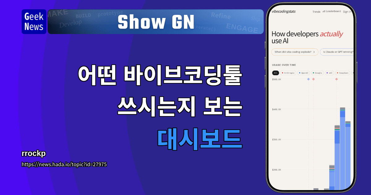Show GN: 어떤 바이브코딩툴 쓰시는지 보는 대시보드