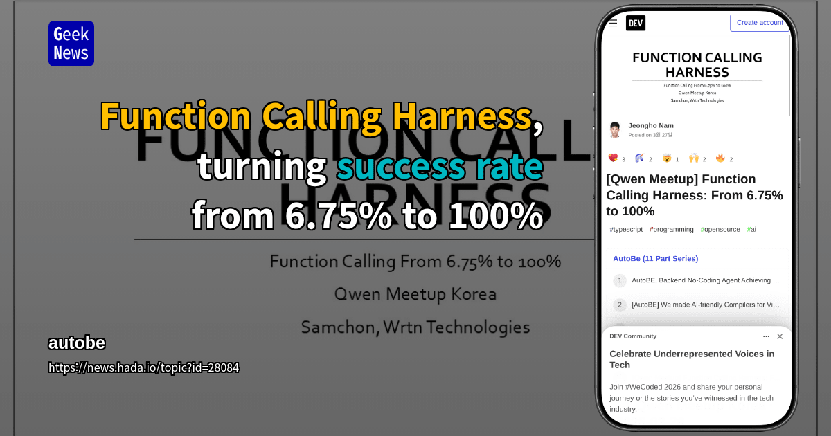 Function Calling Harness, turning success rate from 6.75% to 100%