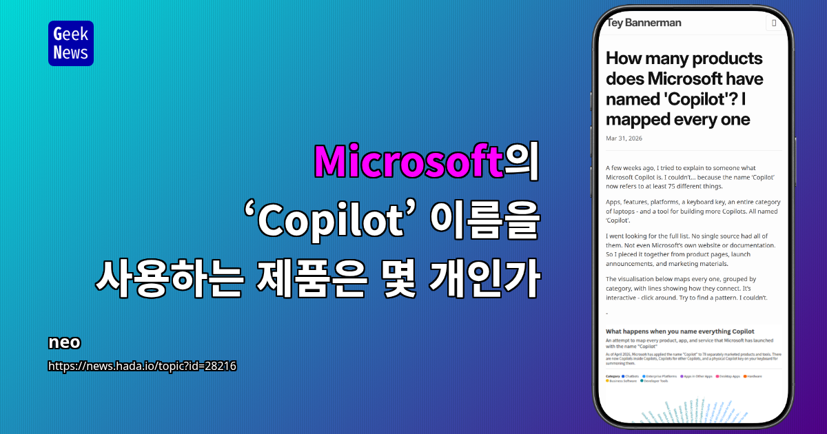 Microsoft의 ‘Copilot’ 이름을 사용하는 제품은 몇 개인가