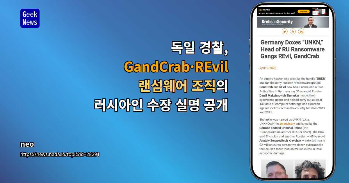 독일 경찰, GandCrab·REvil 랜섬웨어 조직의 러시아인 수장 실명 공개