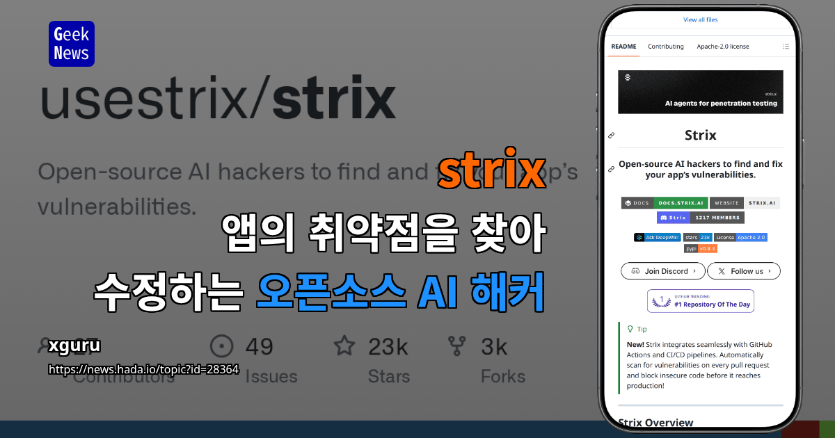 strix - 앱의 취약점을 찾아 수정하는 오픈소스 AI 해커