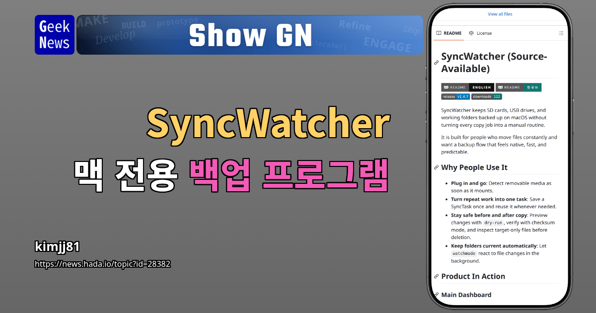 Show GN: SyncWatcher 맥 전용 백업 프로그램