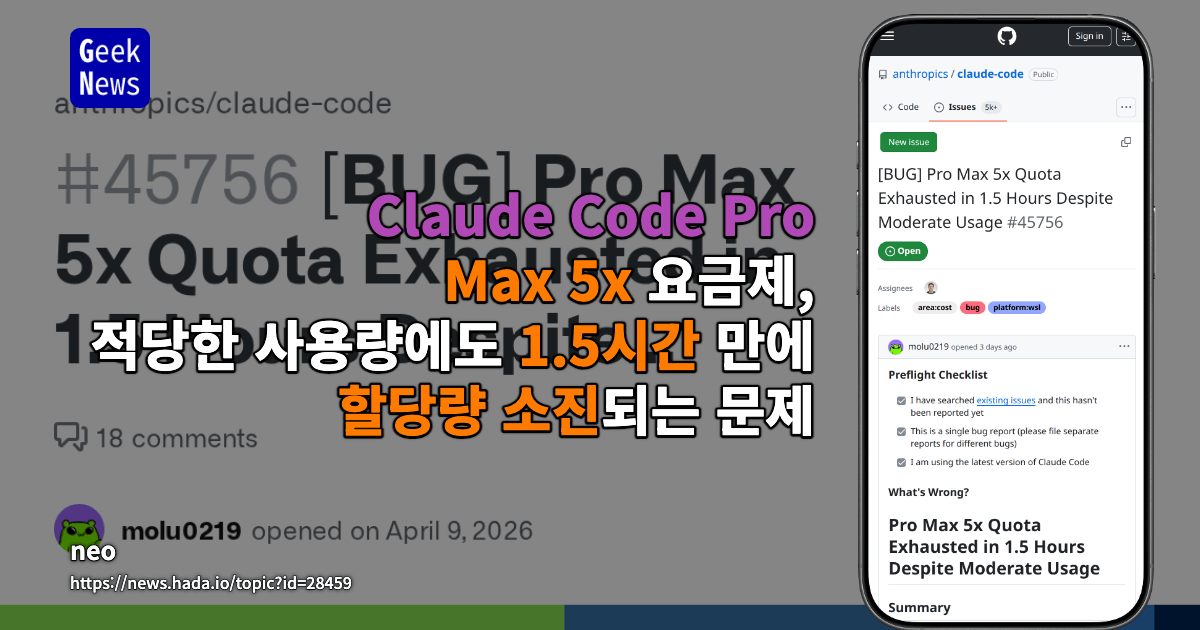 Pro Max 5x 요금제, 중간 사용에도 1.5시간 만에 할당량 소진 문제