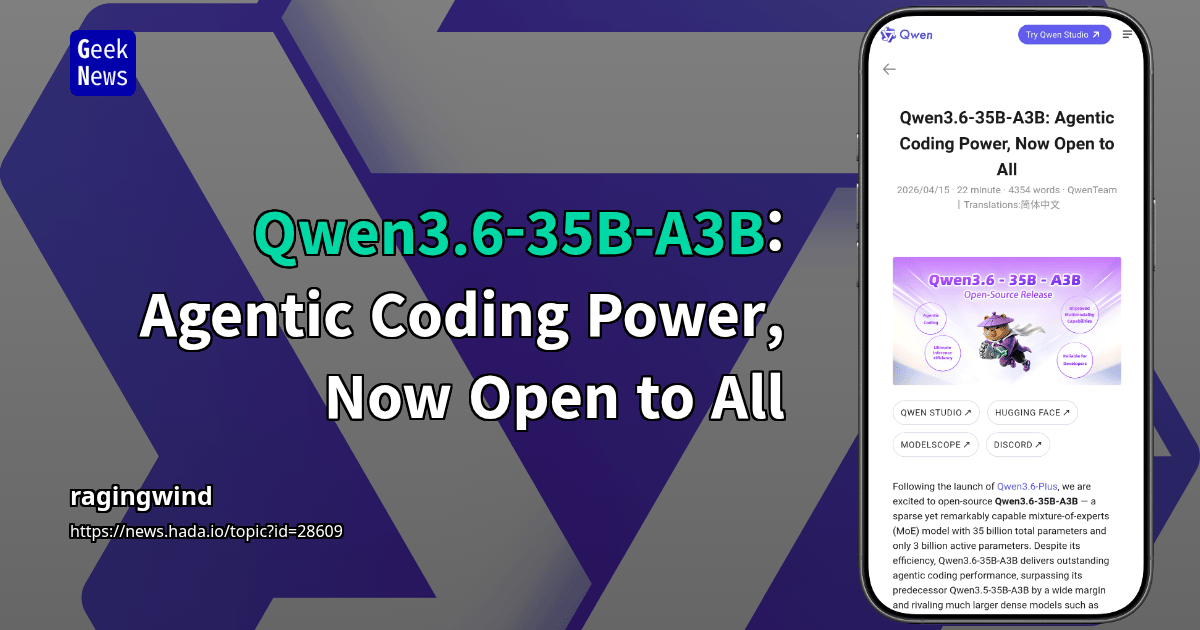 Qwen3.6-35B-A3B: Agentic Coding Power, Now Open to All