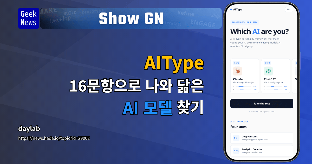 Show GN: AIType - 16문항으로 나와 닮은 AI 모델 찾기