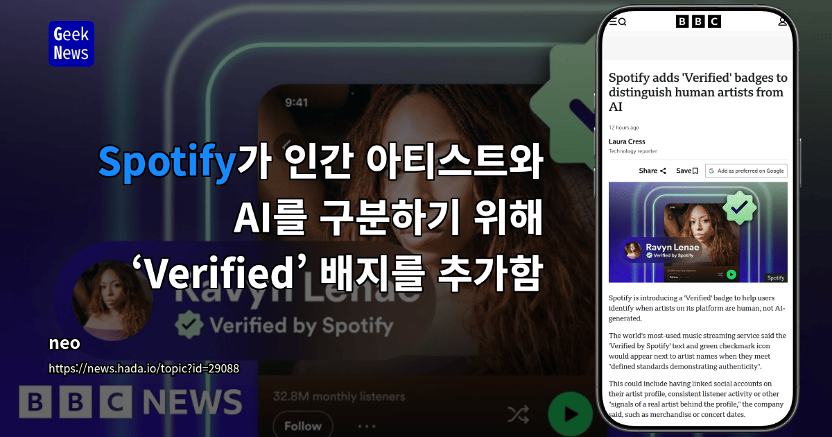 Spotify가 인간 아티스트와 AI를 구분하기 위해 ‘Verified’ 배지를 추가함