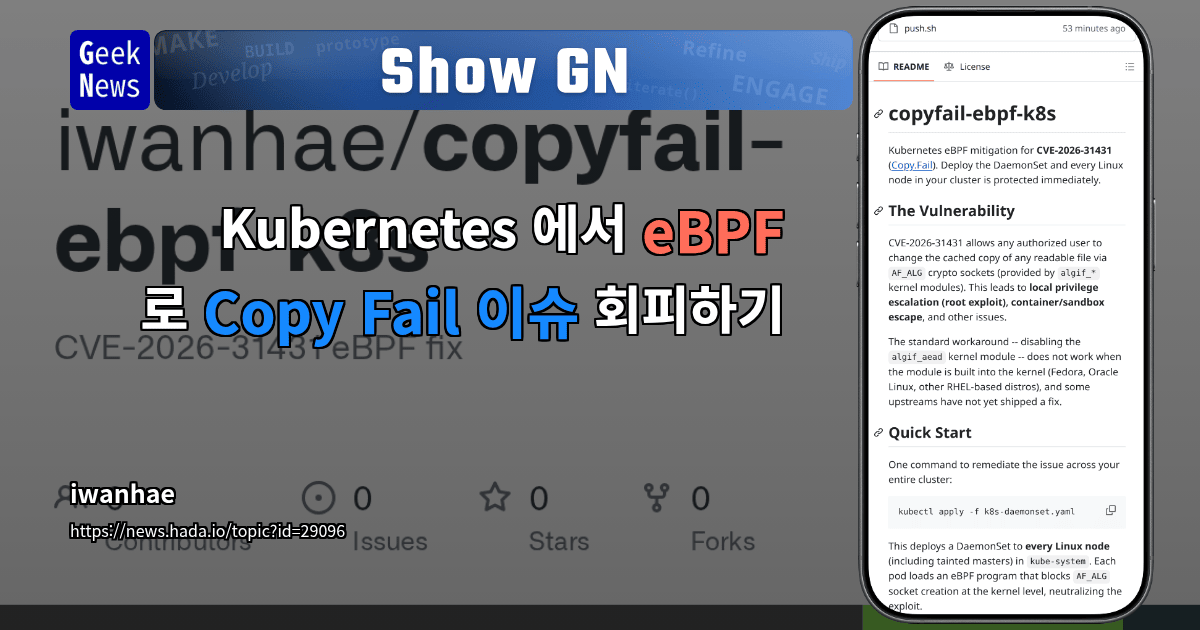 Show GN: Kubernetes 에서 eBPF 로 Copy Fail 이슈 회피하기