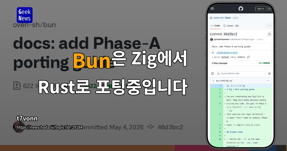 Bun은 Zig에서 Rust로 포팅중입니다