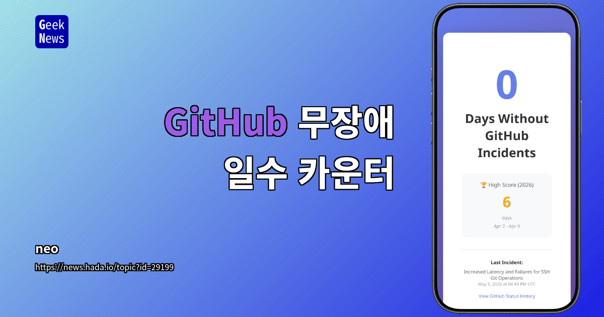 GitHub 장애 없이 지난 일수