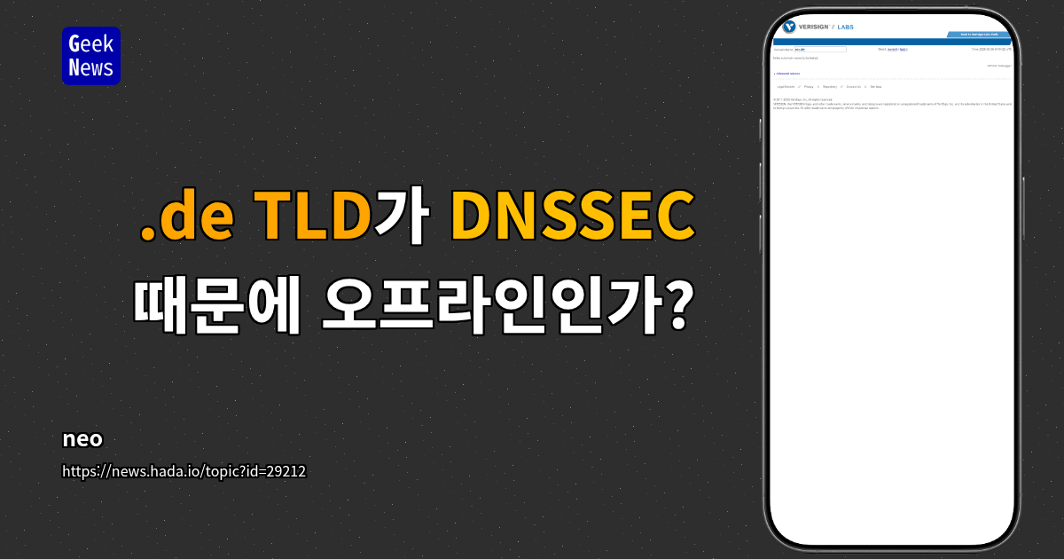.de TLD가 DNSSEC 때문에 오프라인인가?