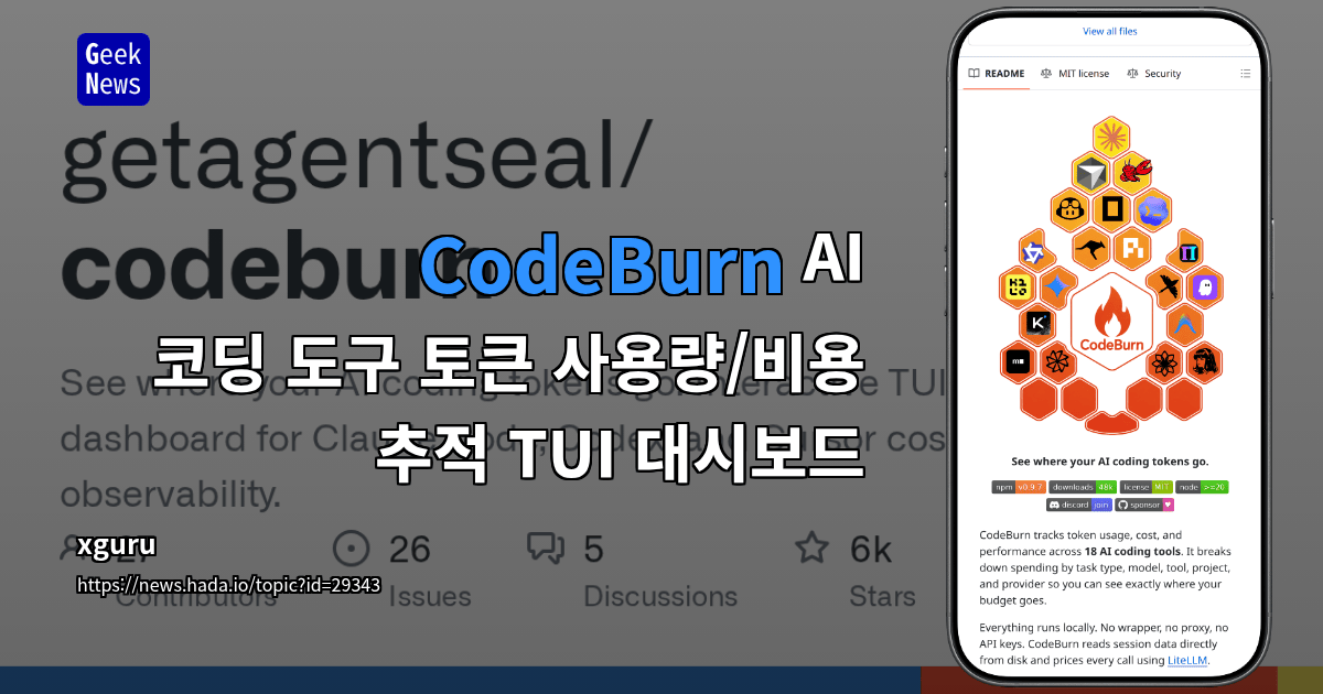 CodeBurn - AI 코딩 도구 토큰 사용량/비용 추적 TUI 대시보드
