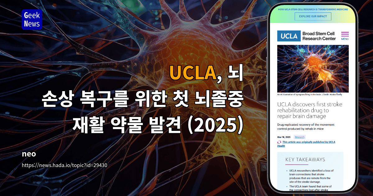 UCLA, 뇌 손상 복구를 위한 첫 뇌졸중 재활 약물 발견 (2025)