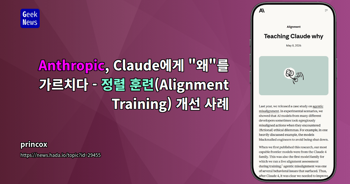 Anthropic, Claude에게 "왜"를 가르치다 - 정렬 훈련(Alignment Training) 개선 사례