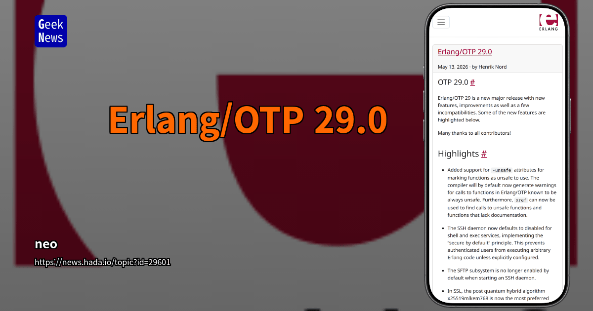 Erlang/OTP 29.0