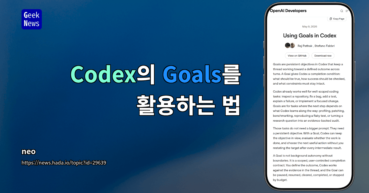 Using `Codex` `Goals` for Long-Running Tasks