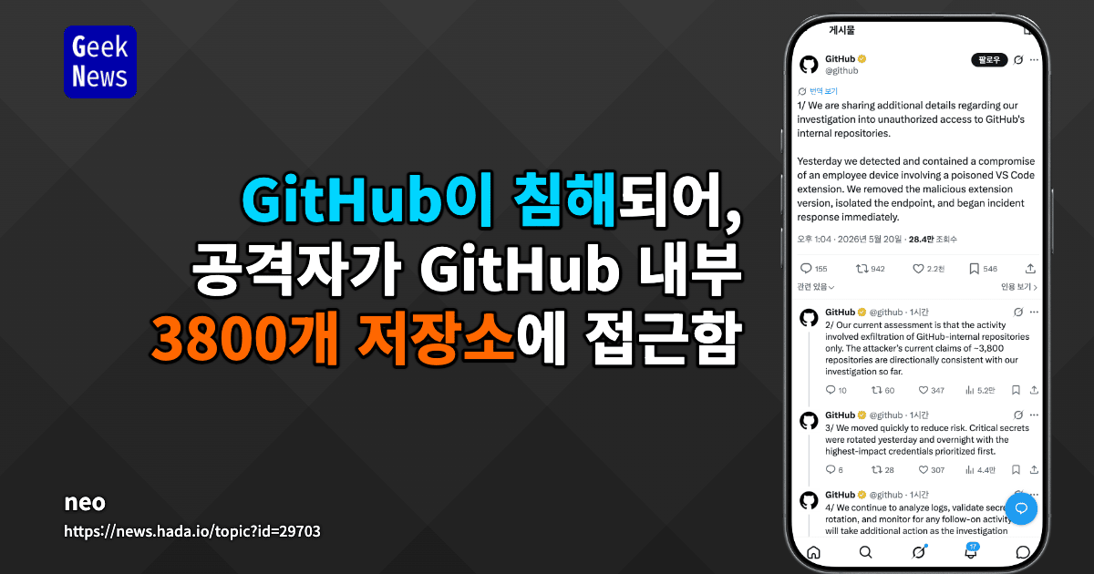 오염된 `VS Code` 확장으로 `GitHub` 내부 저장소 접근 사고