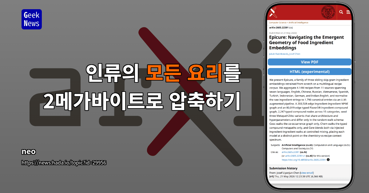 인류의 모든 요리를 2메가바이트로 압축하기