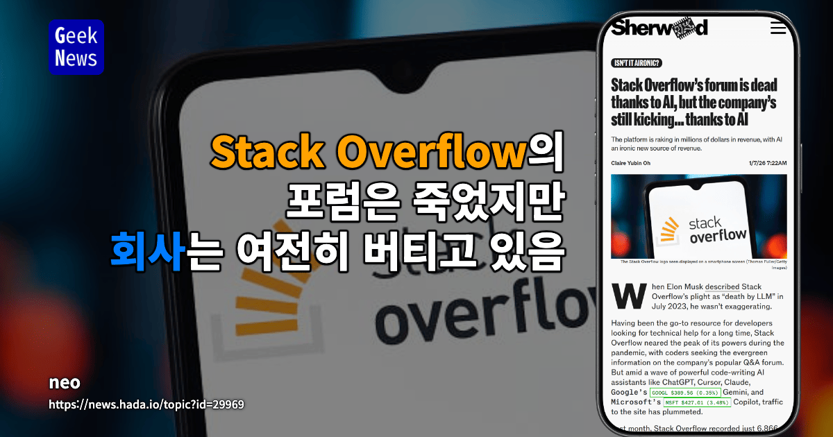 `Stack Overflow` 질문 수, 2008년 출시 초기 수준으로 하락